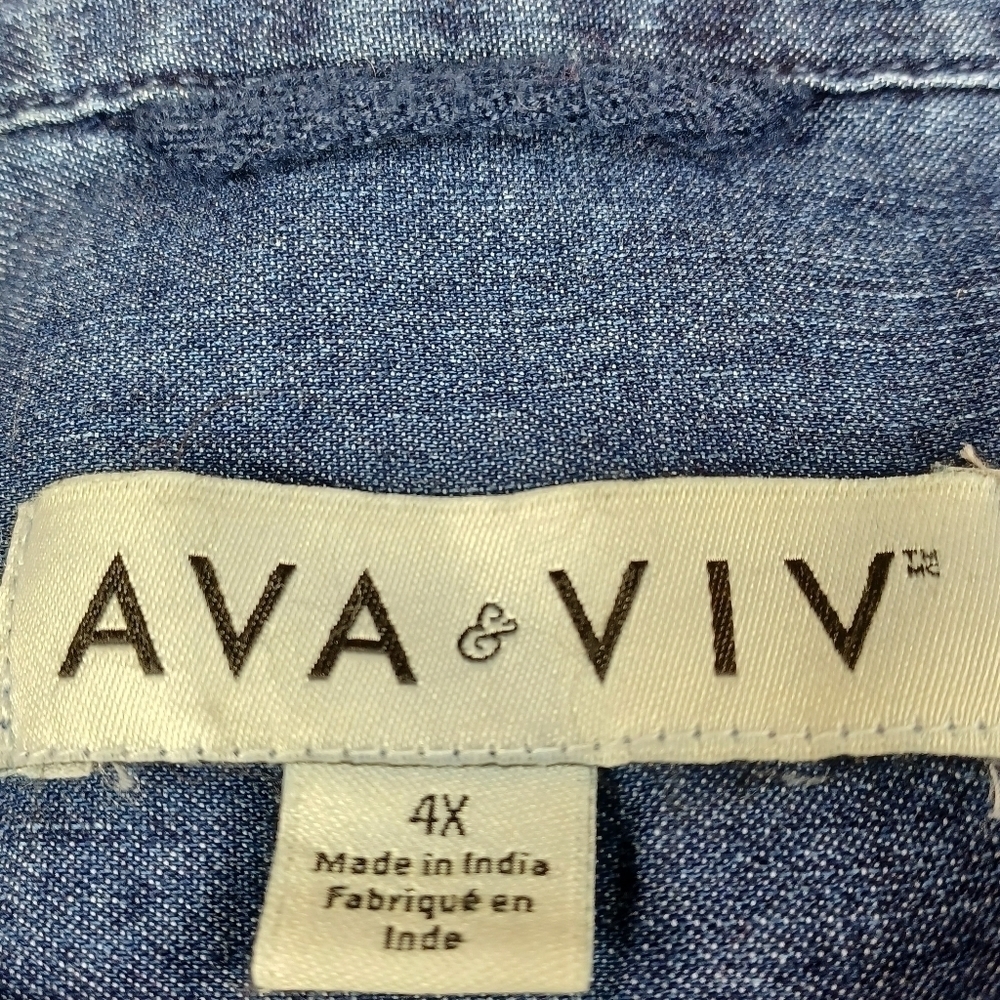 Ava & Viv Chambray Women's Button Front Long Slee… - image 3